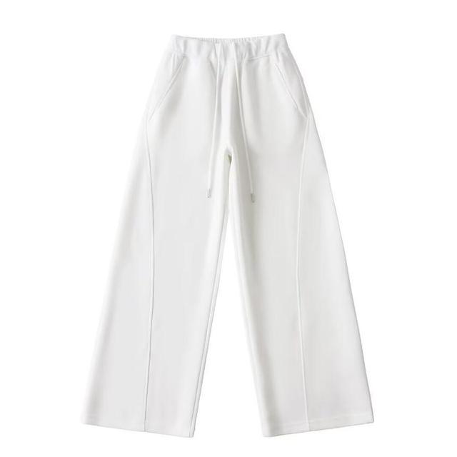 High Waist Plain Wide Leg Sweatpants Product Image