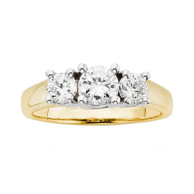 The Regal Collection 18k Gold Two Tone 1-ct. T.W. Round-Cut IGL Certified Colorless Diamond 3-Stone Ring, Womens White Product Image