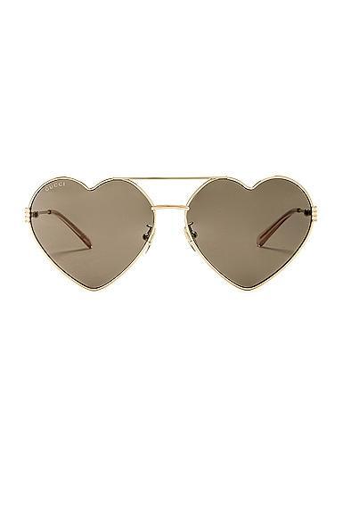 Gucci Heart Sunglasses Metallic Gold.. Product Image