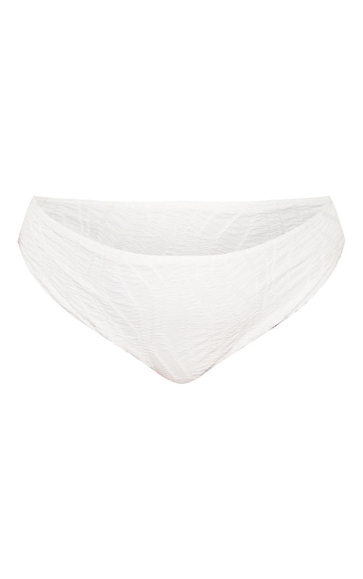 Plus White Textured High Waisted Bikini Bottoms Product Image