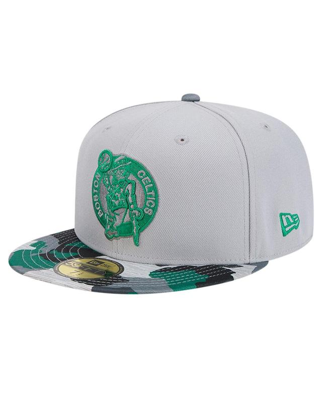 Mens New Era Gray Boston Celtics Active Color Camo Visor 59FIFTY Fitted Hat Product Image