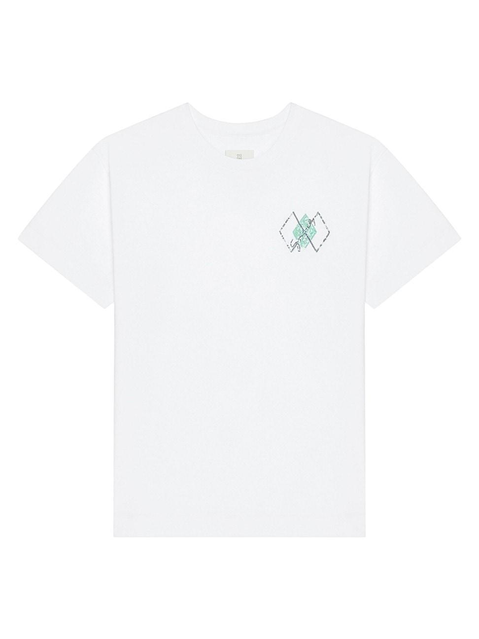 Mens T-Shirt in Cotton with Sequins Argyle Pattern Product Image