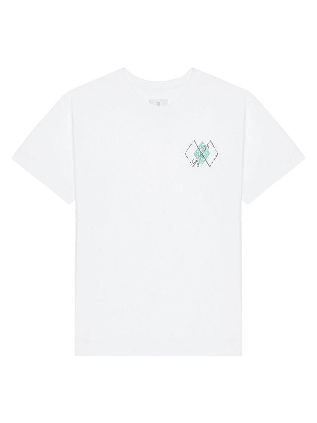 Mens T-Shirt in Cotton with Sequins Argyle Pattern Product Image