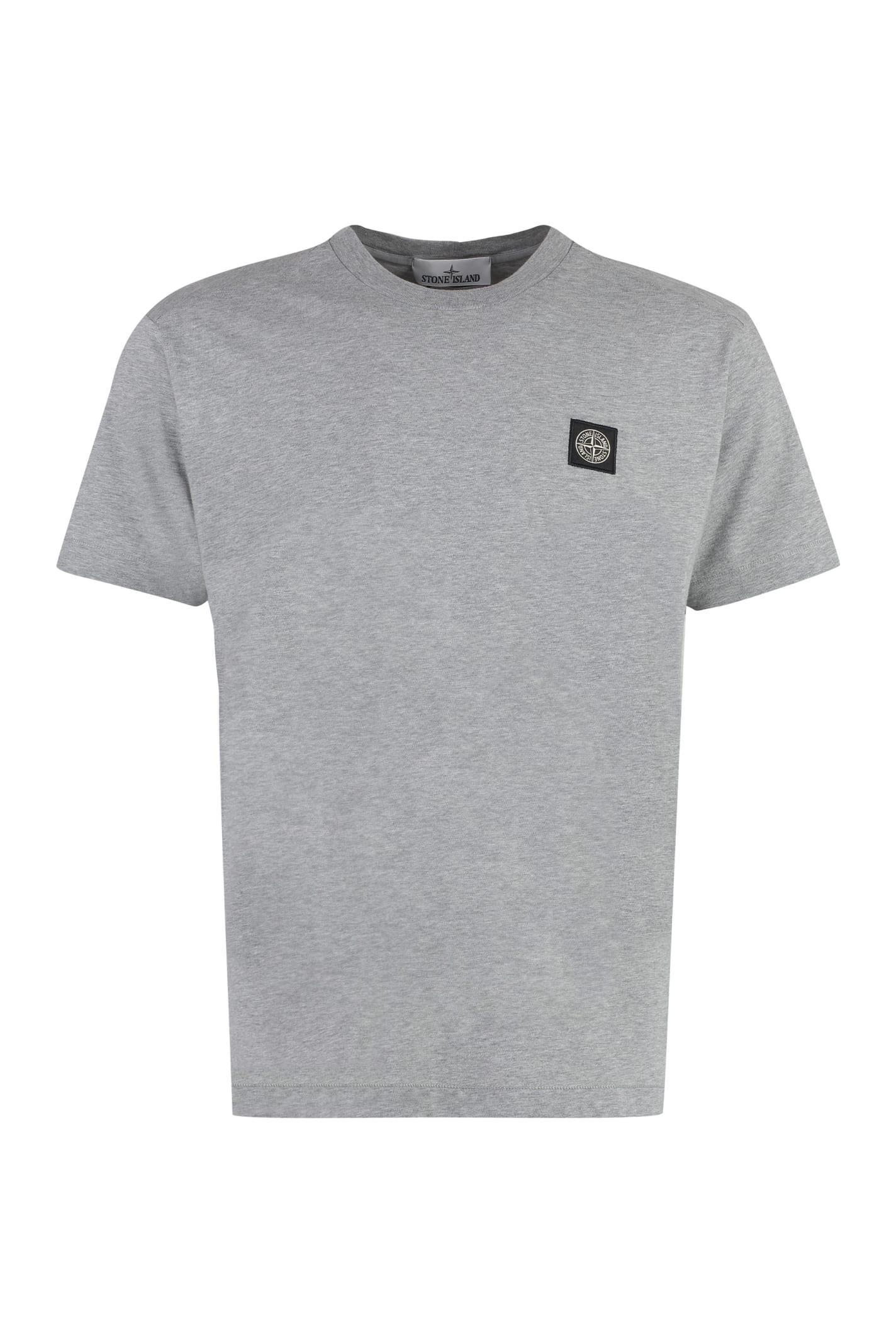 STONE ISLAND Cotton Crew-neck T-shirt In Grey Product Image