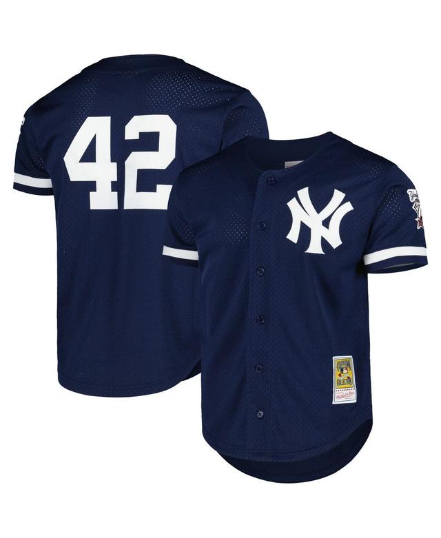 Mens Mitchell & Ness Mariano Rivera Navy New York Yankees Cooperstown Collection Mesh Batting Practice Button-Up Jersey - Navy Product Image