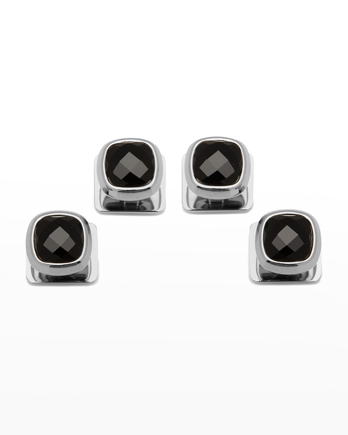 Mens Faceted Onyx Cushion Studs Product Image