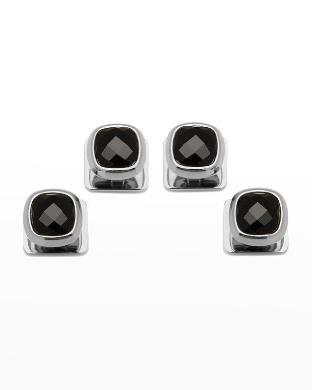 Mens Faceted Onyx Cushion Studs Product Image