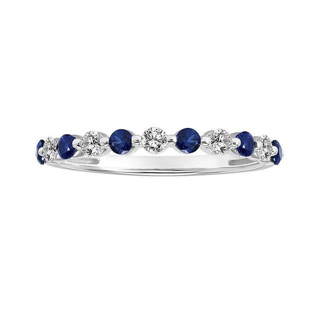 Love Always Sterling Silver Lab-Created Blue & White Sapphire Shared-Prong Anniversary Band, Womens Product Image