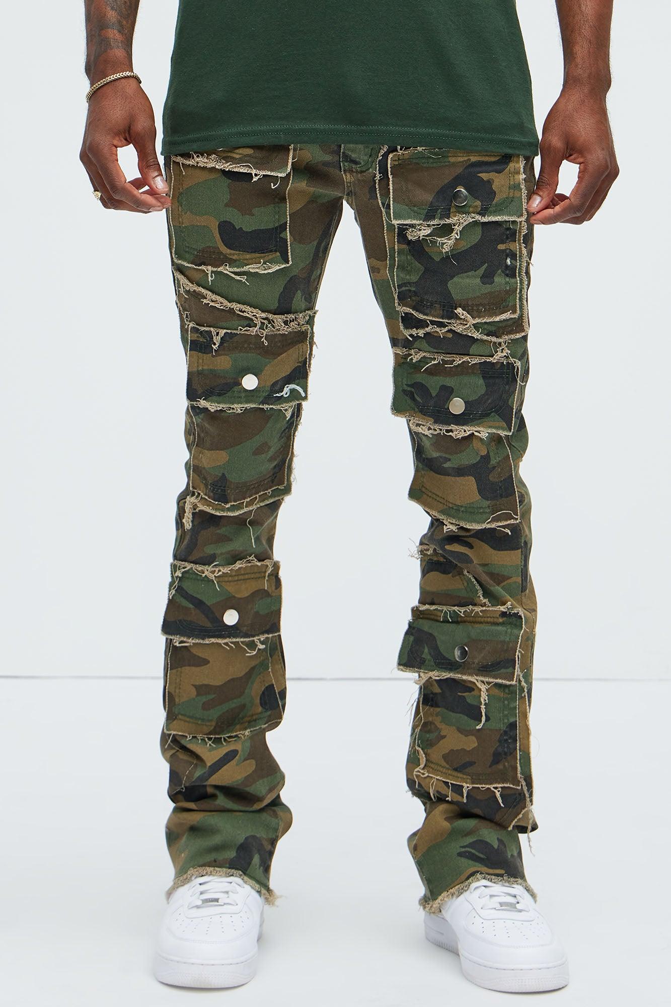 Let's Go Fray Cargo Skinny Flare Pants - Camouflage Product Image