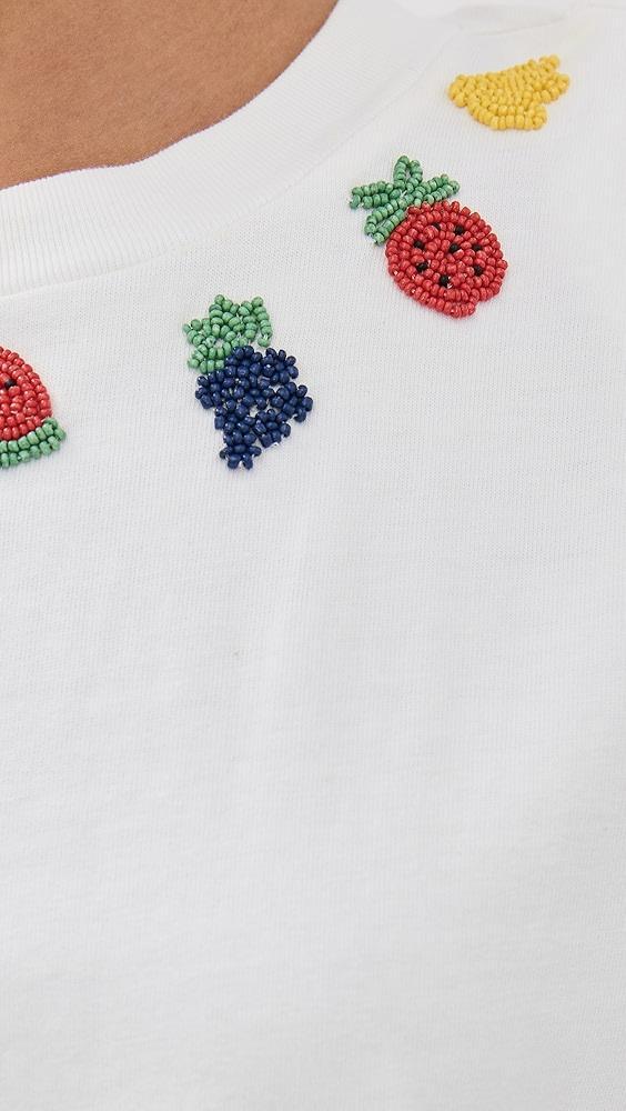 FARM Rio Beaded Fruits White Sleeveless T-Shirt | Shopbop Product Image