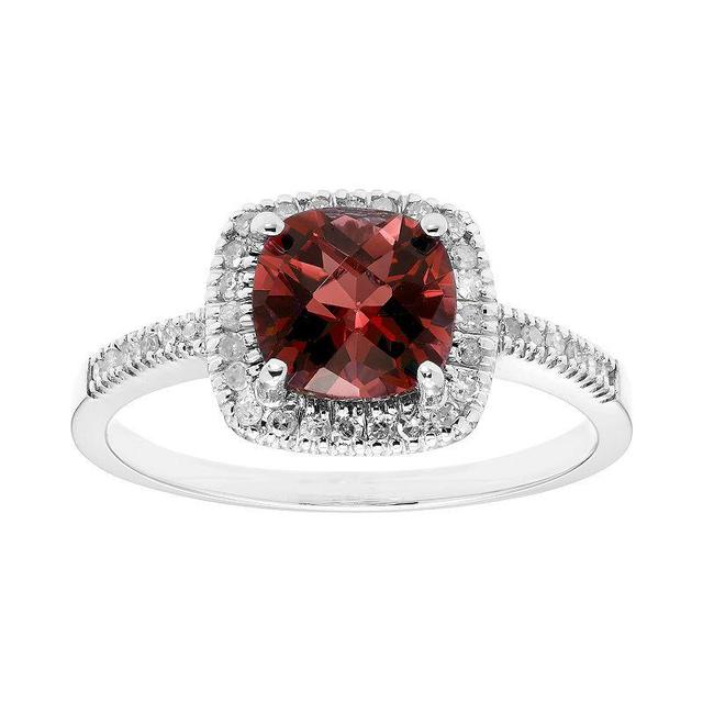 Garnet 10K Gold & 1/5 Carat T.W. Diamond Frame Ring, Womens Yellow Product Image