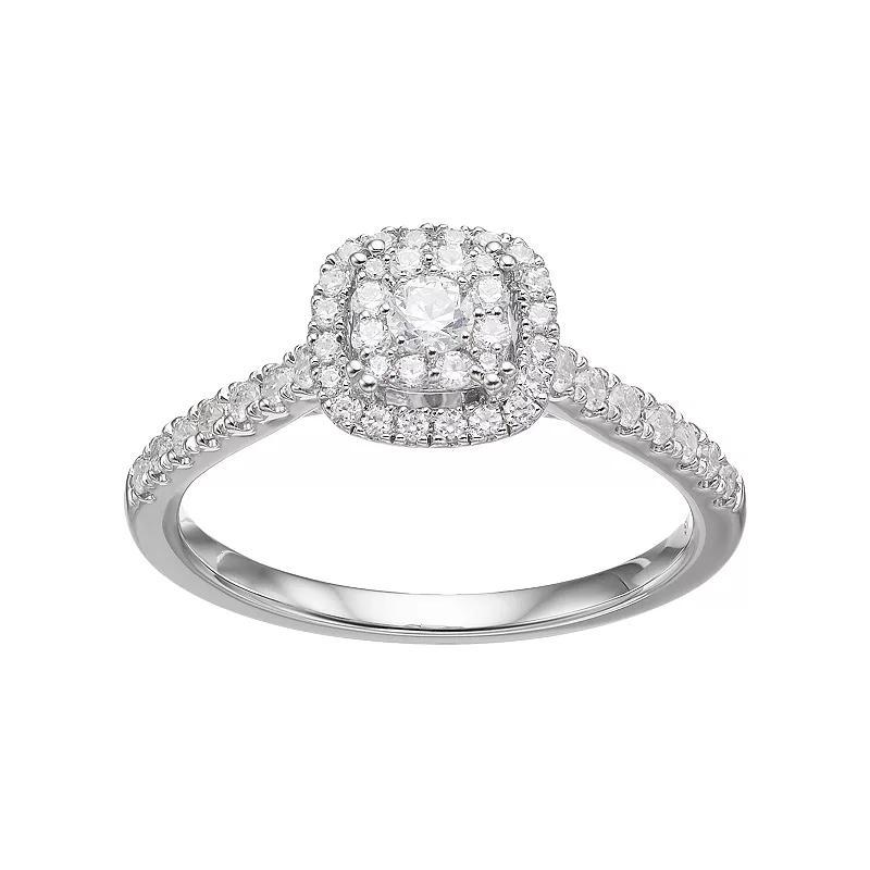 Simply Vera Vera Wang 14k White Gold 1/2 Carat T.W. Diamond Square Halo Engagement Ring, Womens 14k Whgold Product Image