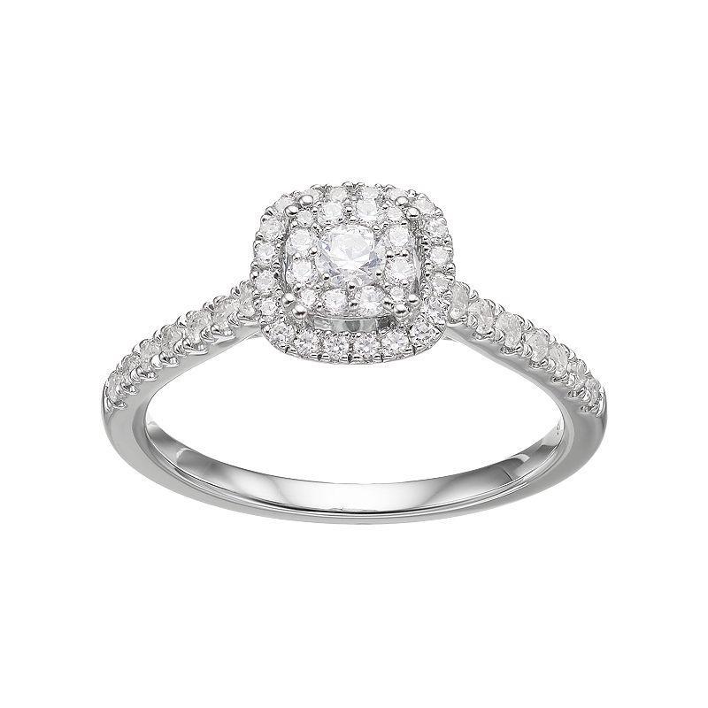 Simply Vera Vera Wang 14k White Gold 1/2 Carat T.W. Diamond Square Halo Engagement Ring, Womens 14k Whgold Product Image