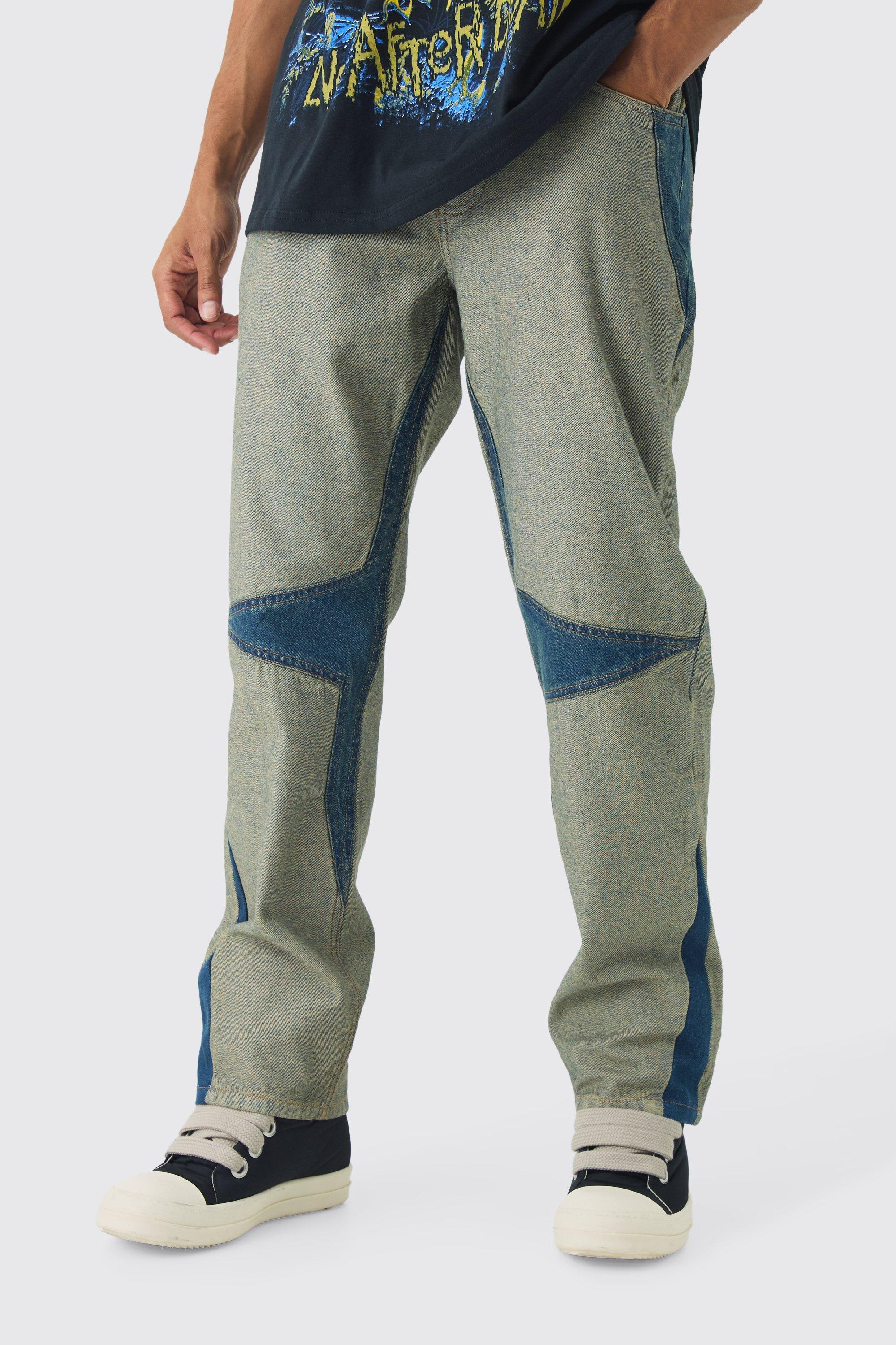 Relaxed Fit Cut Out Star Jeans | boohooMAN USA Product Image