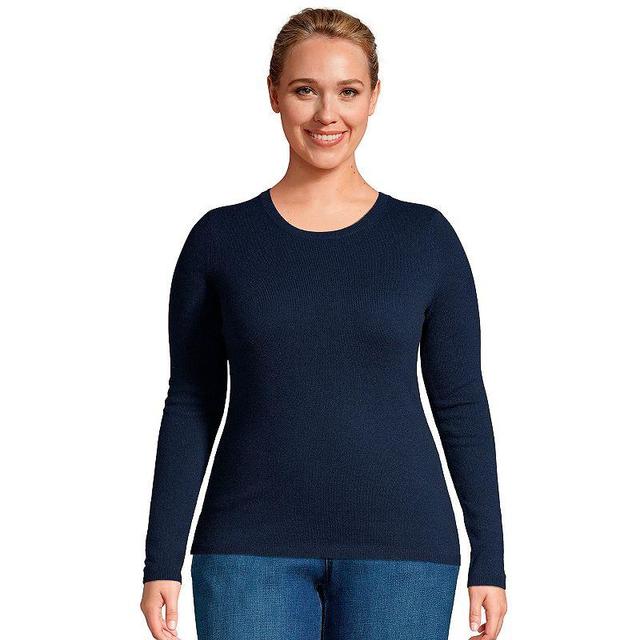 Plus Size Lands End Crewneck Cashmere Sweater, Womens Green Donegal Product Image