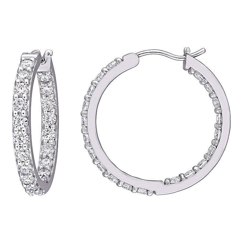 Stella Grace 10k White Gold Lab-Created Moissanite Hoop Earrings, Womens Product Image