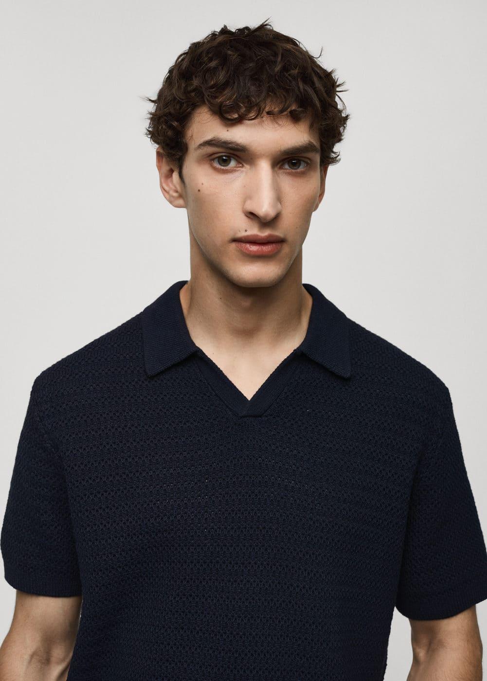 Mango Mens Braided Knit Polo Shirt Product Image