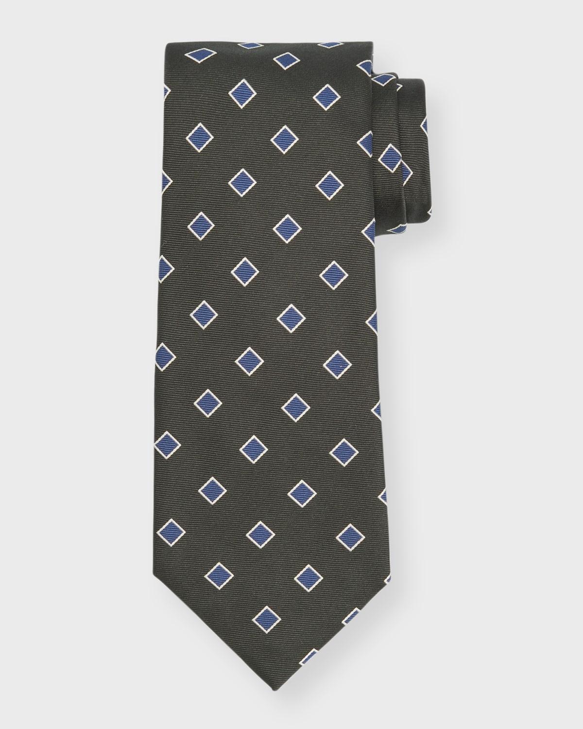 Mens Square-Print Silk 7-Fold Tie Product Image