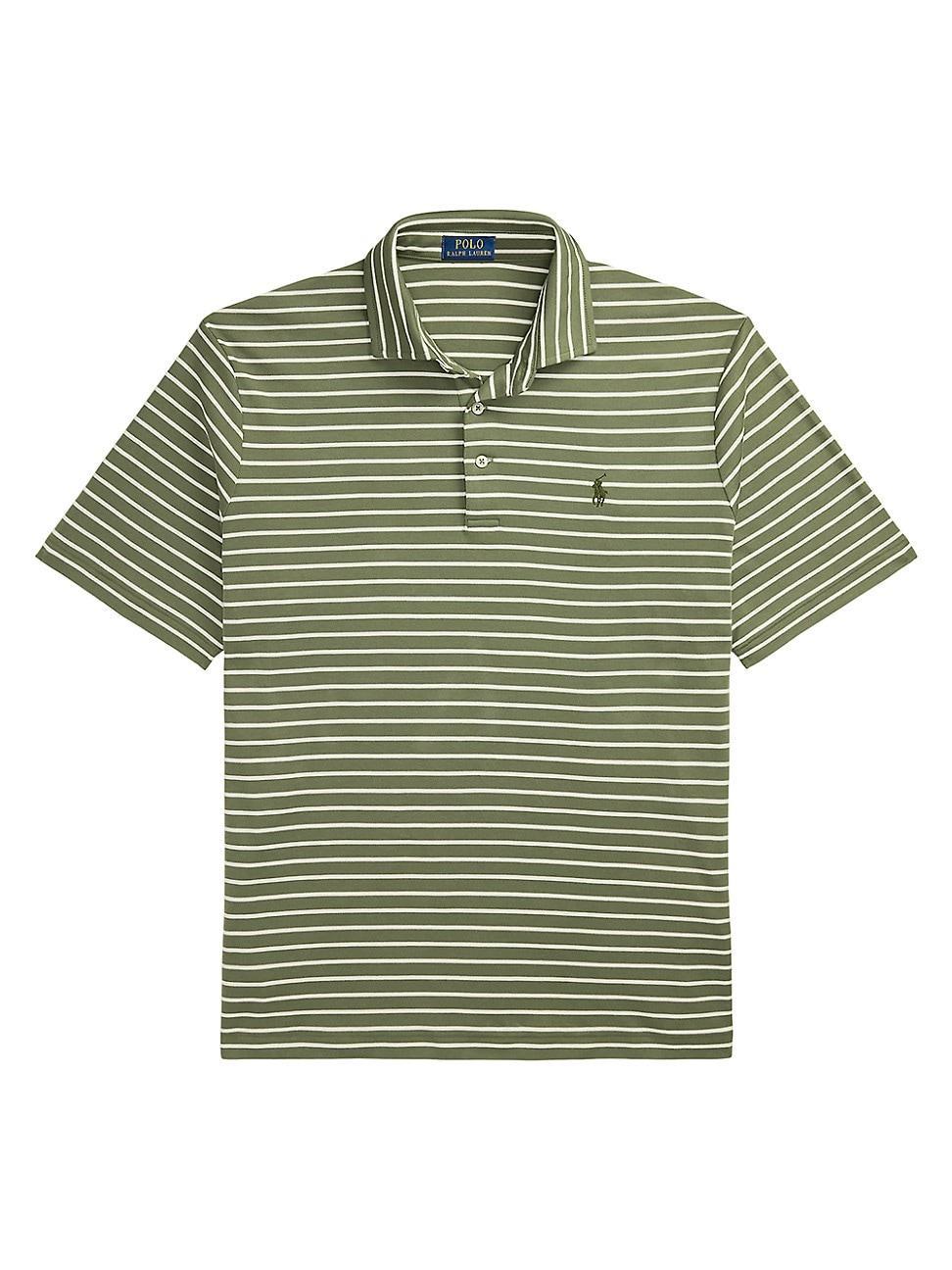 Mens Striped Cotton Polo Shirt Product Image