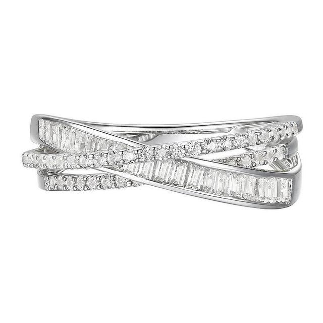 Sterling Silver 1/2 Carat T.W. Diamond Crisscross Ring, Womens White Product Image