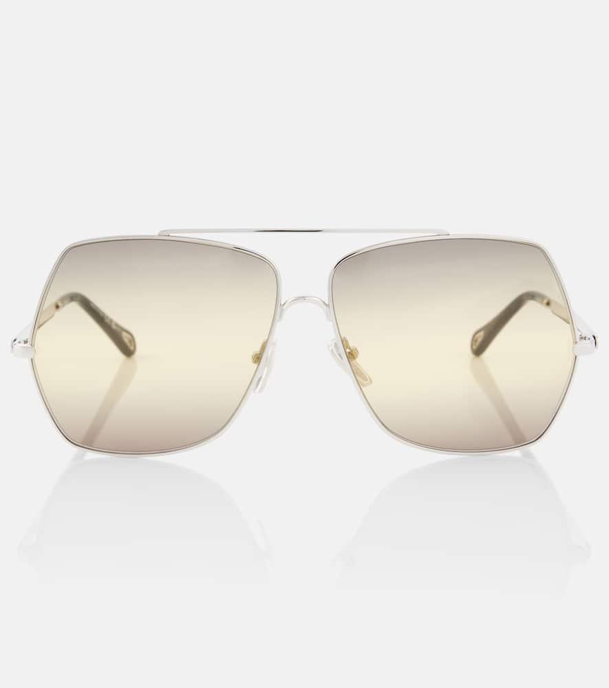 CHLOÉ Navigator Frame Sunglasses In Silver Product Image