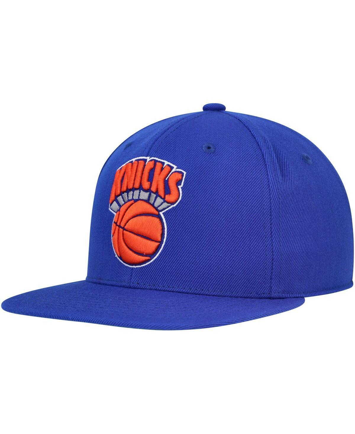 Mens Mitchell & Ness Blue New York Knicks Hardwood Classics Mvp Team Ground 2.0 Fitted Hat Product Image