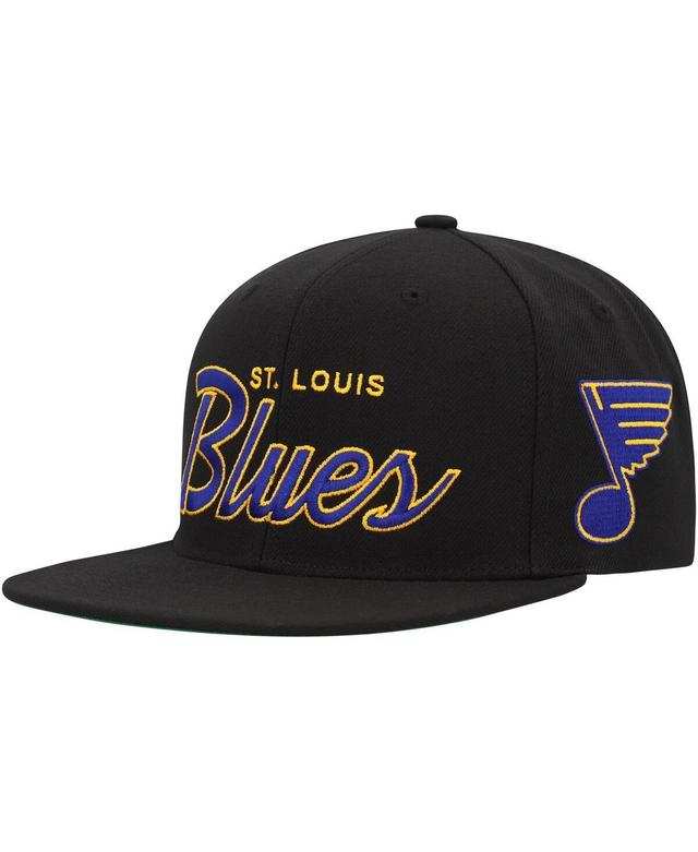 Mens Mitchell & Ness Black St. Louis Blues Core Team Script 2.0 Snapback Hat Product Image