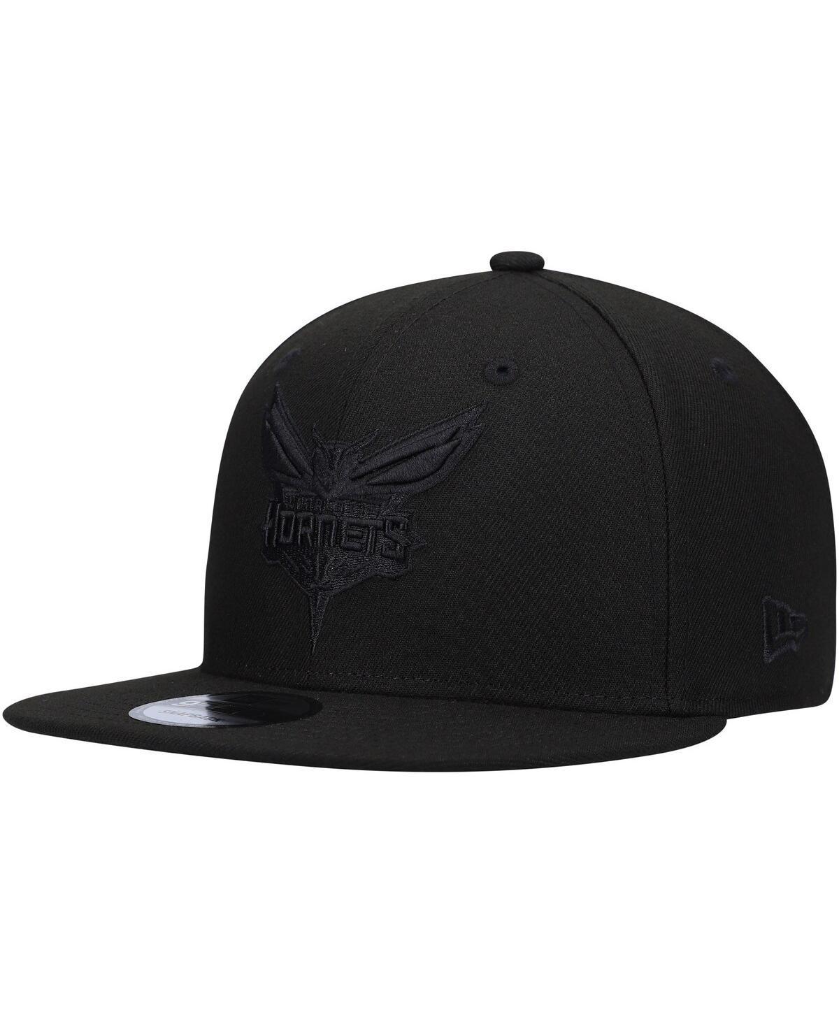 Mens New Era Charlotte Hornets Black On Black 9FIFTY Snapback Hat Product Image