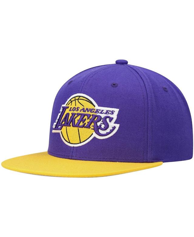 Mens Mitchell & Ness Purple and Gold Los Angeles Lakers Team Two-Tone 2.0 Snapback Hat - Purple Product Image