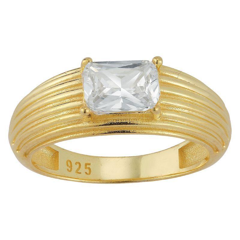 Sunkissed Sterling 14k Gold over Silver CZ Vintage Ring, Womens Gold Tone Clear Product Image