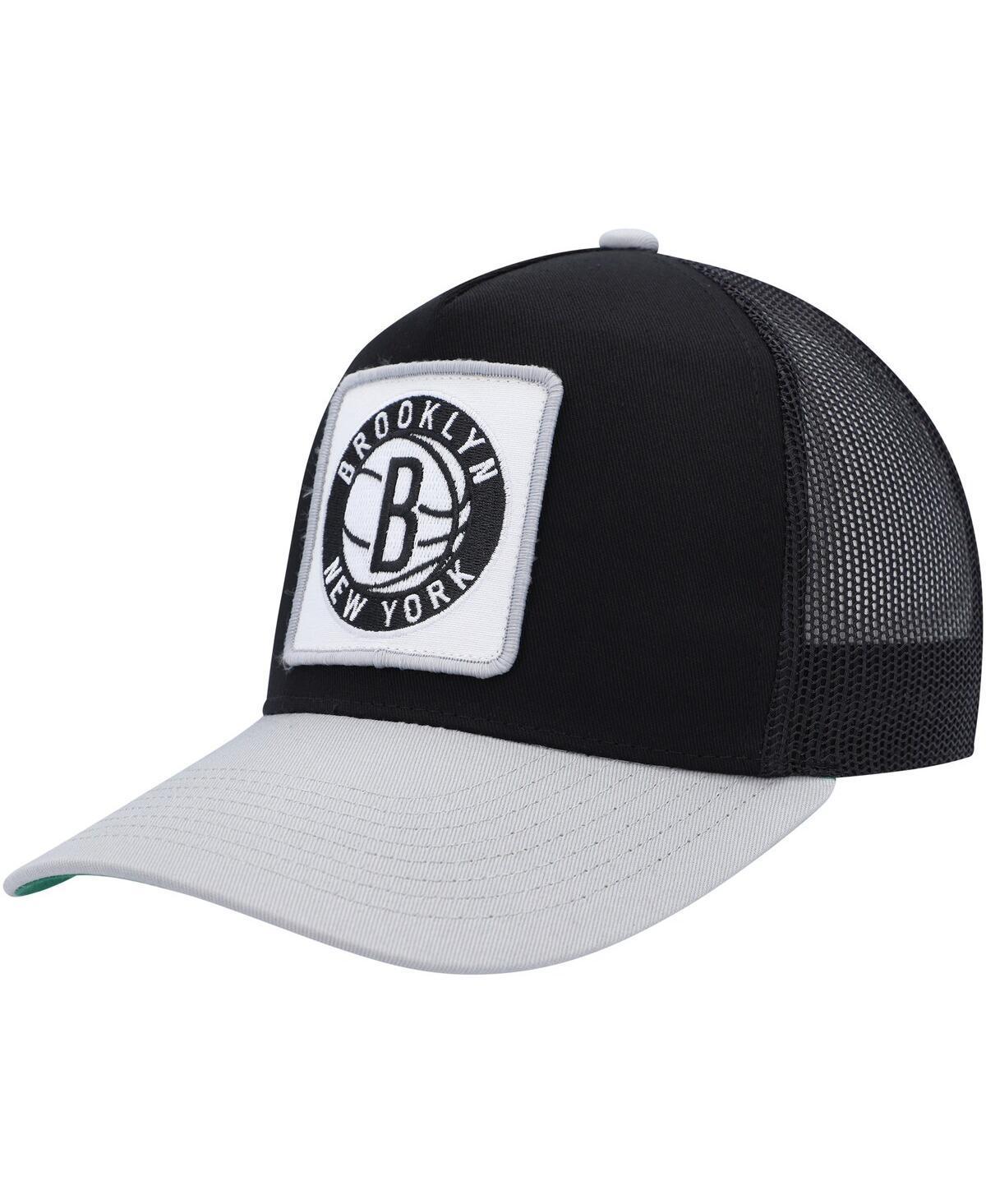 Mens Mitchell & Ness /Gray Brooklyn Nets SOUL Truck It Trucker Snapback Hat Product Image