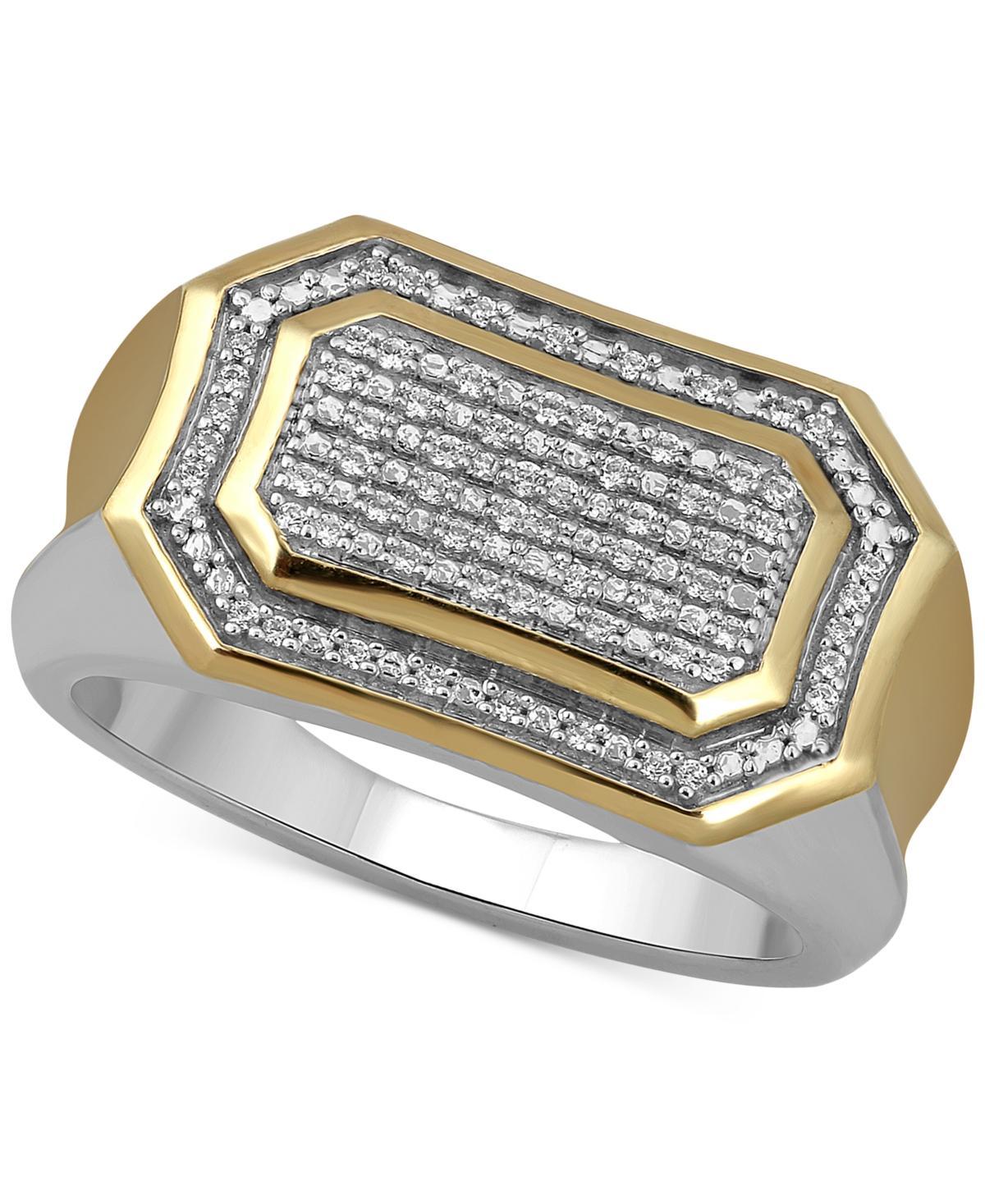 Mens Diamond Pave Cluster Ring (1/5 ct. t.w.) in Sterling Silver & 18k Gold-Plate Product Image