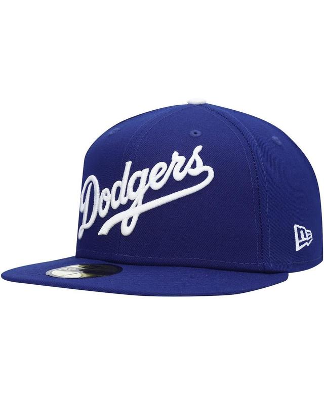 Mens New Era Royal Los Angeles Dodgers Logo White 59FIFTY Fitted Hat Product Image