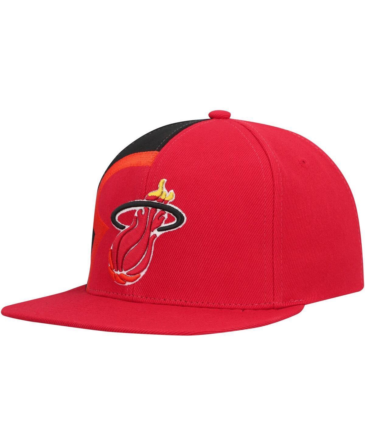 Mens Mitchell & Ness Red Miami Heat Hardwood Classics Retroline Snapback Hat Product Image