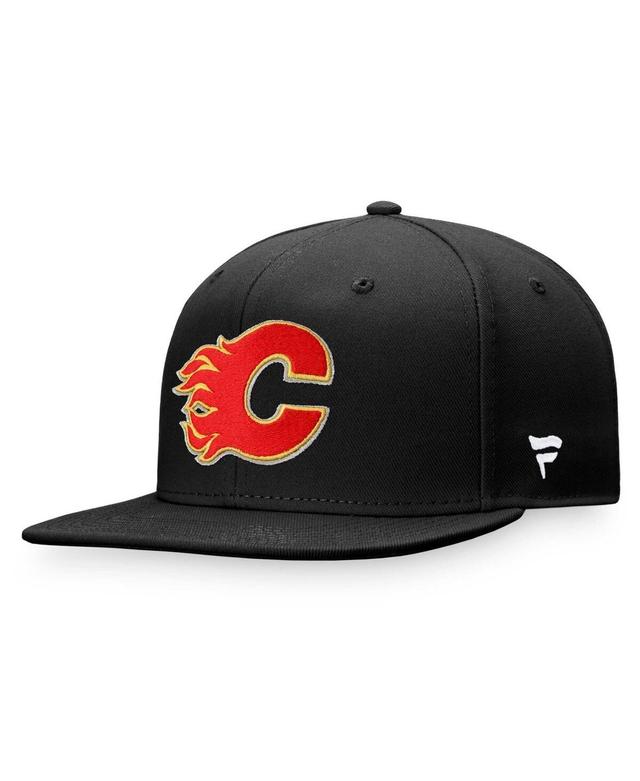 Mens Fanatics Black Calgary Flames Core Primary Logo Fitted Hat Product Image