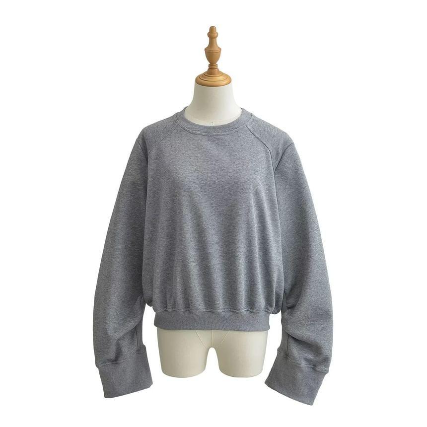 Crew Neck Plain Sweatshirt / Elastic Waist Panel Mini A-Line Skirt Product Image