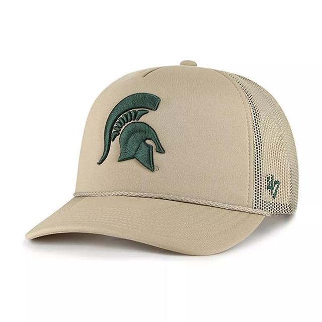 Mens 47 Khaki Michigan State Spartans Foam Front Mesh Trucker Snapback Hat Product Image