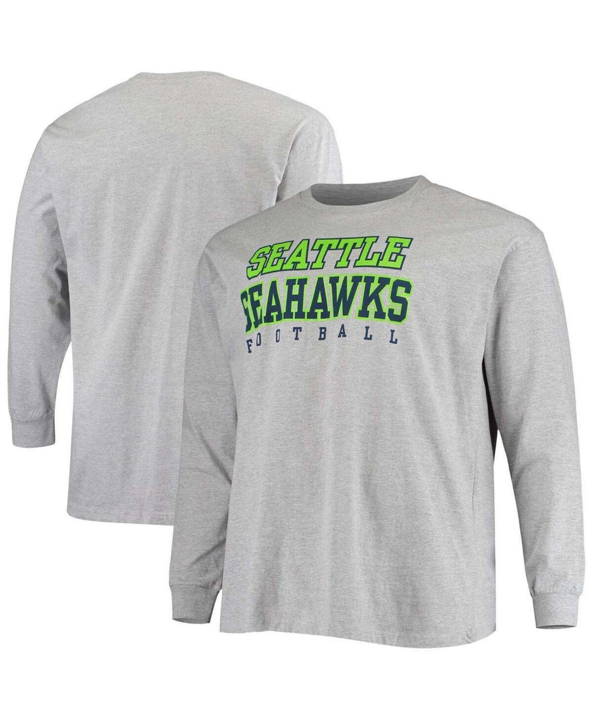 Men's Fanatics Branded Heathered Gray Seattle Seahawks Big & Tall Practice Long Sleeve T-Shirt Product Image