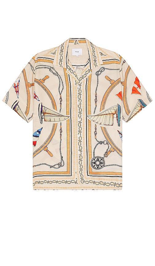 Mens Nautical-Print Silk Camp Shirt Product Image