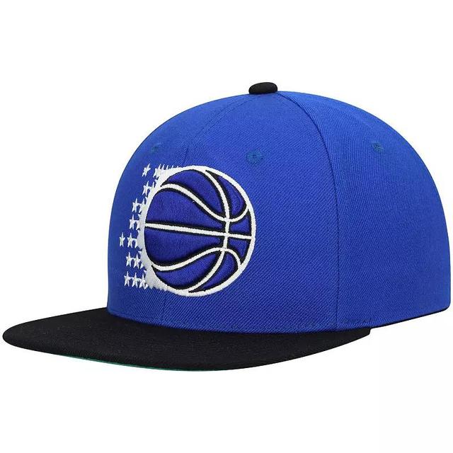 Mens Mitchell & Ness Blue/Black Orlando Magic Hardwood Classics Team Two-Tone 2.0 Snapback Hat Product Image