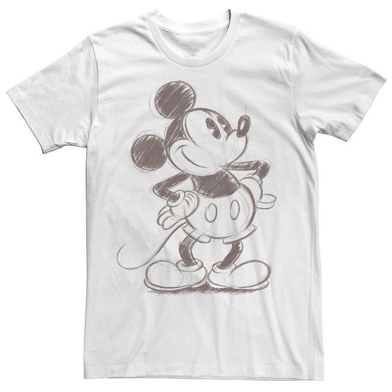 Disneys Mickey Mouse Mens Pencil Sketch Original Graphic Tee White Product Image