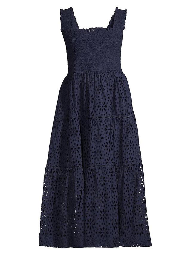 Womens Kristen Cotton Eyelet Midi-Dress Product Image