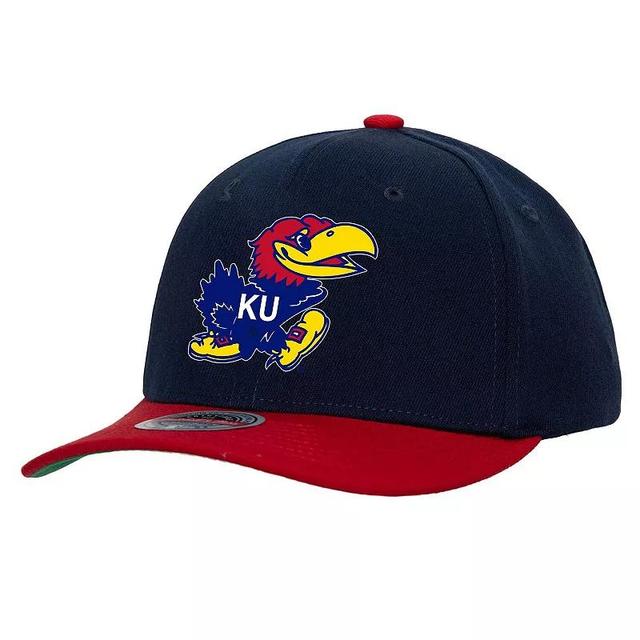 Mens Mitchell & Ness /Red Kansas Jayhawks 2-Tone 2.0 Snapback Hat, Blue Product Image