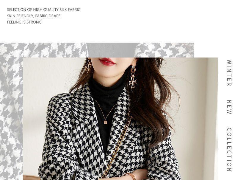 Notch Lapel Houndstooth Double-Breasted Coat Product Image