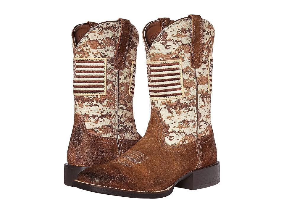 Ariat Sport Patriot (Antique Mocha Suede/Sand Camo Print) Cowboy Boots Product Image