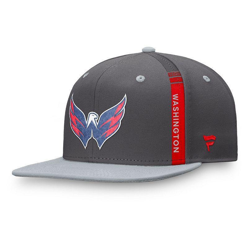 Mens Fanatics Branded Charcoal Washington Capitals Authentic Pro Home Ice Snapback Hat, Grey Product Image