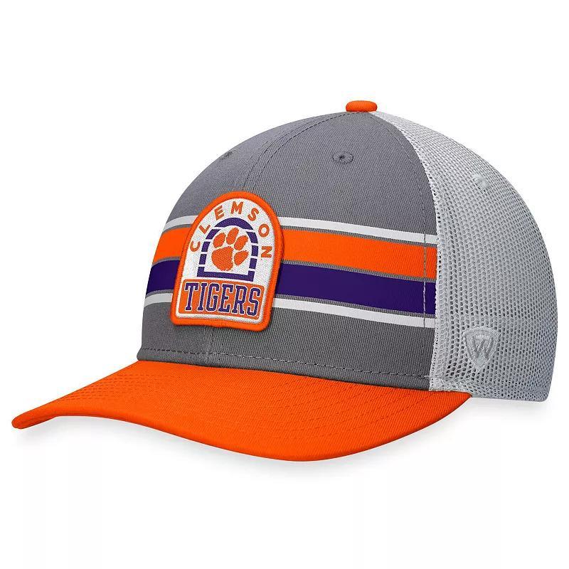 Mens Top of the World Gray/Orange Clemson Tigers Aurora Trucker Adjustable Hat Product Image