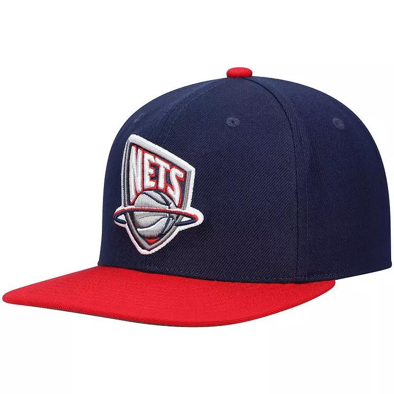 Mens Mitchell & Ness Navy New Jersey Nets Hardwood Classics Team Two-Tone 2.0 Snapback Hat - Navy Product Image