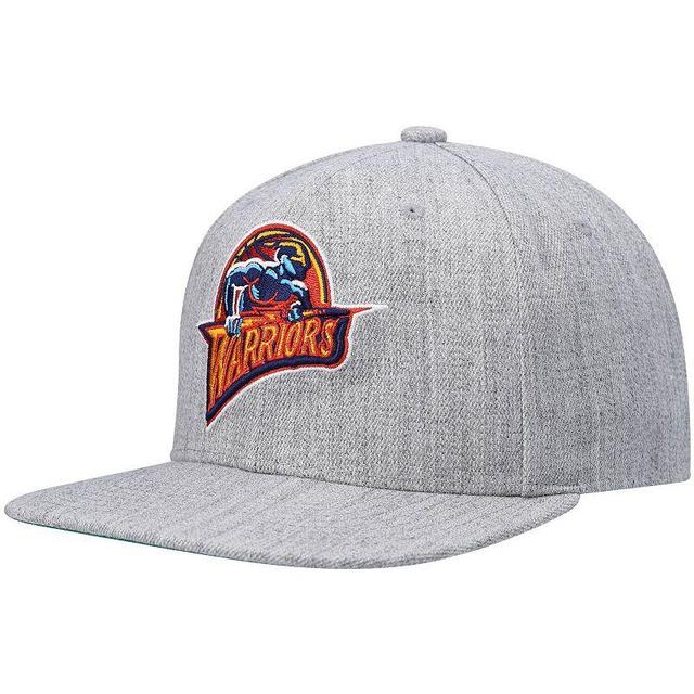 Mens Mitchell & Ness Heathered Gray Golden State Warriors Hardwood Classics Team 2.0 Snapback Hat Product Image