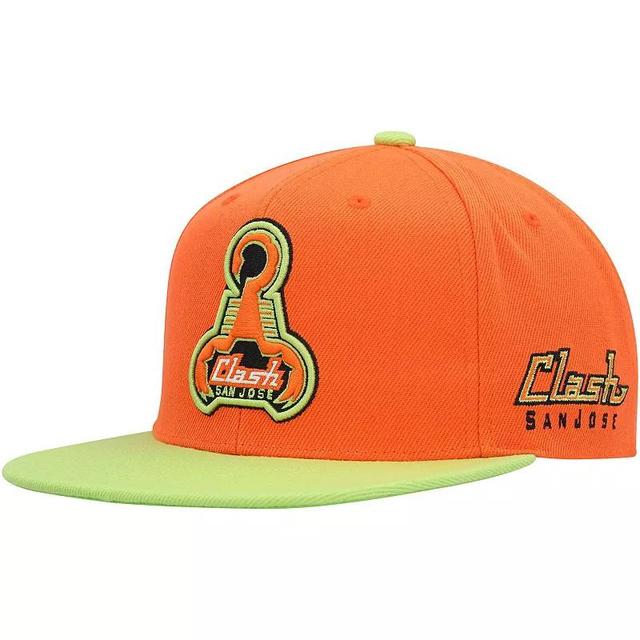 Mens Mitchell & Ness Orange San Jose Earthquakes Throwback Logo Snapback Hat Product Image